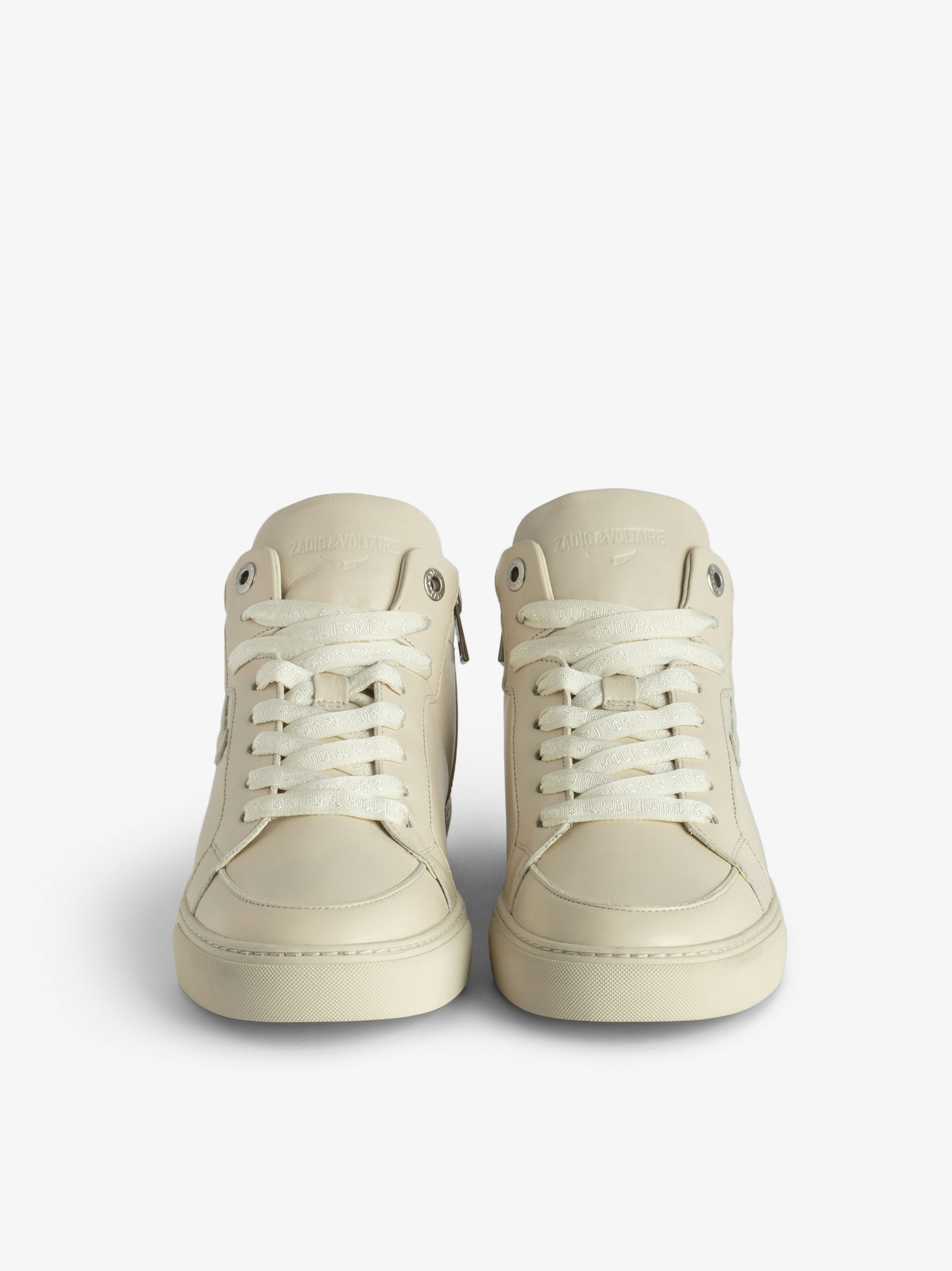 Mid Fly Sneakers On - Vintage-effect leather high-top sneakers with embossed wings.